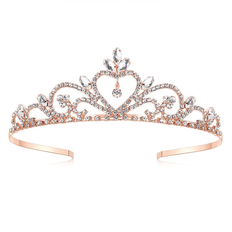 Lovelyshop Princesa Tiara de Boda de Diamantes de Imitación-Oro Rosa