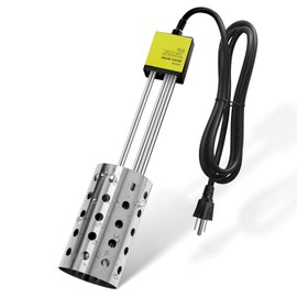 GESAIL 1000W Electric Immersion Heater, Bucket Water Heater with 304 Stainless-Steel Guard, Submersible Bucket Heater with Thermostat and Auto Shutoff, Heats 5 Gallons Water in Minutes