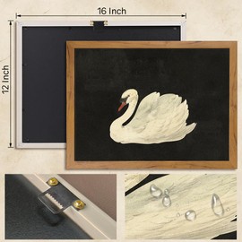 Vintage Swan Wall Art Elegant White Swan Art Prints Picture Retro Mute Birds Painting Aesthetic Room Decor Framed Animals Artwork for Girls Room Living Room Bedroom Home Office Decoration, 8x10 Inch