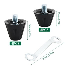 Amexo 12 pieces 13/16 mm replacement studs for football boots, screw studs, football replacement studs with stud wrench, replacement football shoe studs, black, unisex, black