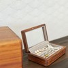 NESPARTY Walnut Jewelry Storage Box with Glass Lid, Multi-Functional Wooden