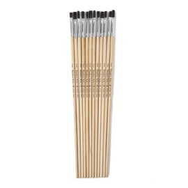 Charles Leonard Flat Tip Easel Paint Brushes with Long Handle, 0.25 Inch, Natural Handles and Black Bristles, 12-Pack (73525)