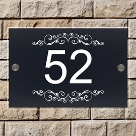 Badgemaster Layered Glass Effect Modern Anthracite Acrylic House Number Sign 20cm x 13cm Centered Number Ornaments
