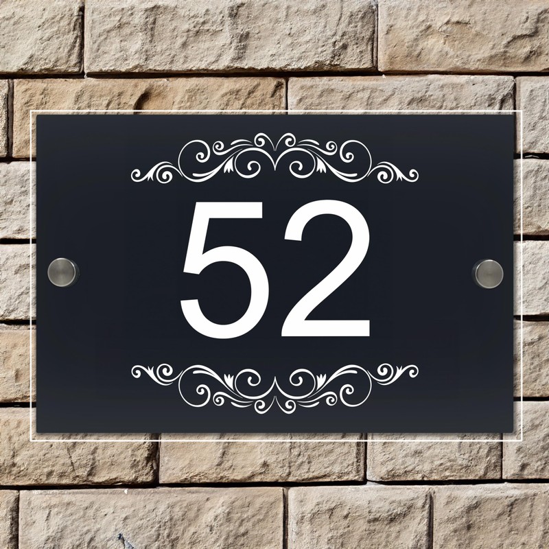 Badgemaster Layered Glass Effect Modern Anthracite Acrylic House Number Sign