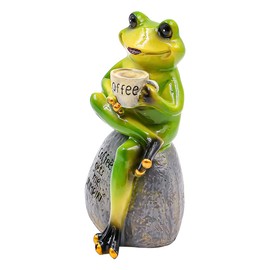 ZONADA Frog Statue Ornament, Decoration, Frog Figurine Innovative Frogs Garden Ornament, Miniature Frog Figurines Crafts for Home 9.5x7.5x15.5cm