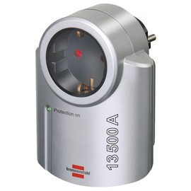Brennenstuhl Primera-Line, Steckdosenadapter mit Überspannungsschutz (Adapter als Blitzschutz für Elektrogeräte) silber/schwarz
