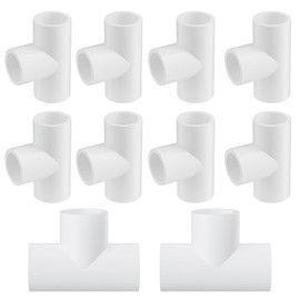 1-1/4" PVC 3 Way Tee Elbow Fitting, 10 Pcs Angle Pipe Connectors, Schedule 40 Furniture Grade Fittings for Building PVC Furniture DIY Garden Structures and Frames