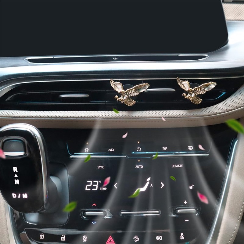 ORIESSE Vintage Eagle Car Air Freshener Vent Clips,2pcs Alloy Golden