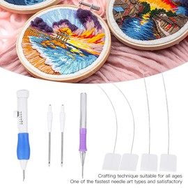 Embroidery Punch Needles Punch Needle Embroidery Kit DIY Magic Embroidery Pen Punch Needle Threader Tool Embroidery Punch Needle for Embroidery Sewing Craft Hand Sewing Needles