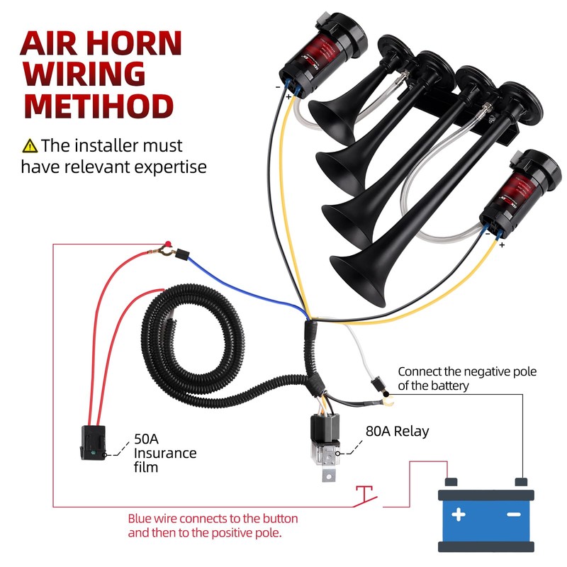 CENZHIWEN 12V Train Air Horn for Truck With 2 Compressors/4