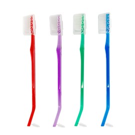 4-Pack Orthodontic Toothbrushes with Double-Ended Design – V-Trim Brush and Interspace Brush for Effective Braces Cleaning, Multi-Colored Set for Oral Dental Care