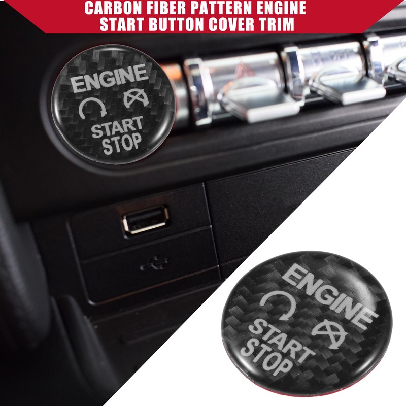Hihaha Carbon Fiber Pattern Engine Start Button Cover Trim for
