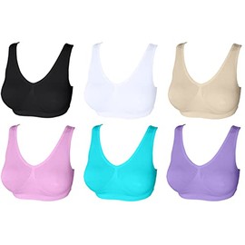 3 6 9 Pack Comfort Bra Women Girls Crop Top Seamless Bra Sleep Yoga Bralette Stretch Bras Sports Vest Wireless Post Surgery Bra Wire Free, Pack of 6, 3XL