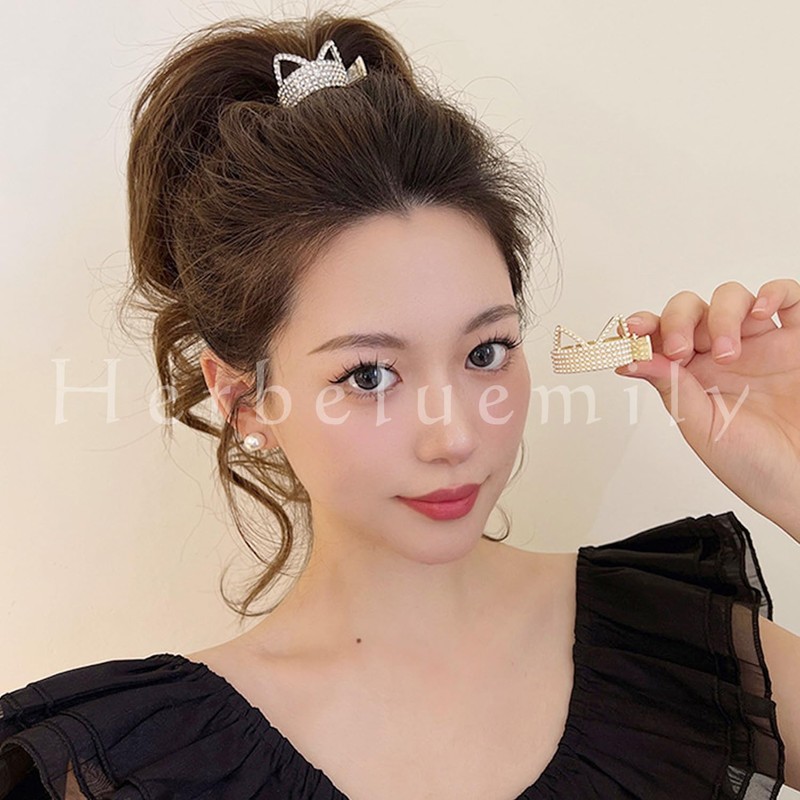 Herbeluemily Hair Claw Clip Rhinestone Bijou Ponytail Clip Ponytail Holder