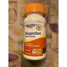 Equate Ibuprofen Tablets 200mg 100 Caplets. Pain/Fever Reducer. Expires 07/2025