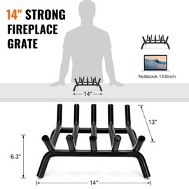 Zettfuly Fireplace Grate 14 inch - Fireplace Log Grates Heavy Duty Solid Round Steel | Log Grate for Fireplace No Assembly Required, Burning Wood Stove Grate for Indoor Chimney Hearth, Outdoor Camping