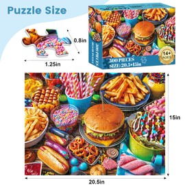 500 Piece Puzzle for Adults, Hamburger Jigsaw Puzzles, Youths Favorite Foods Puzzles 500 Pieces, Birthday and Barious Holiday Party for Family Kids and Adults, Funny Puzzle for Adults, 20.5x15 in