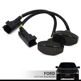 NJSBYL LED Side Marker Lamps for 2010-2014 Ford F150 SVT Raptor Pick Up Front Fender Flare Side Marker Lights Smoked Lens White LED Turn Signal Light Kits
