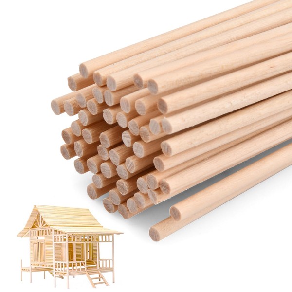 Husalsea Pack of 50 Wooden Sticks for Crafts, 3 mm