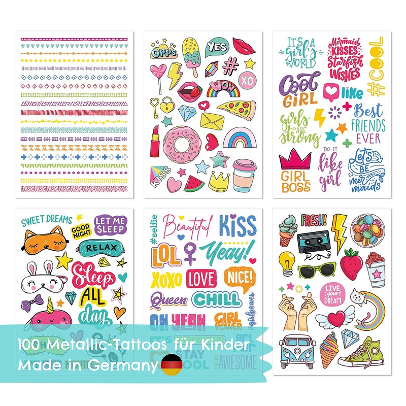 100 metallic tattoos for sticking, skin-friendly children's tattoos Summerjam, cool