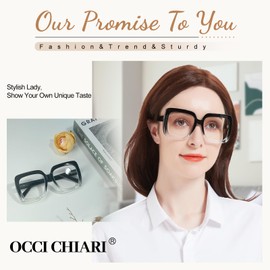 OCCI CHIARI Large Oversized 3.5 Reading Glasses Women Square Vintage readers(1.0 1.25 1.5 1.75 2.0 2.25 2.5 2.75 3.0 3.5 4.0 5.0 6.0