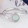 JUDE 925 Sterling Silver Hammered Created Opal Wave Solitaire Wedding