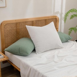 BESTOUCH 100% Washed Cotton Pillowcase for Hair and Skin Linen Feel Soft Comfortable Breathable 2 Set Pillow Case with Envelope Closure Solid Bright White Euro 26x26 Inches