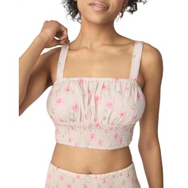 florence by mills Womens Garden Party Smocked Crop Tie Top Orchid Bouquet Peony Floral (Large Scale) Small