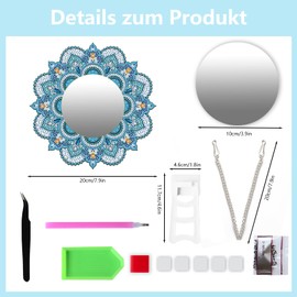 OKwhims Geschenke für Mädchen 5 6 7 8 9 10 Jahre,Diamond Painting Spiegel Basteln,Mandalas Bastelset Kosmetikspiegel Kreative Spiegel Basteln für Mädchen Geburtstagsgeschenk Spielzeug ab 5-12 Jahre