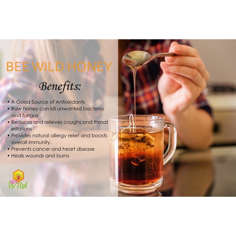 Bee Wild 100% Pure Raw Organic Unfiltered Honey - Wildflower,