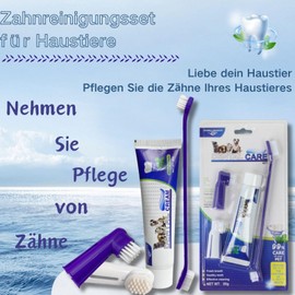 Hundezahnpasta-Zahnpflegeset, mit Hundezahnpasta, Hundezahnbürste und Hundezahnkappen, beugt Mundgeruch vor, erfrischt den Atem, reduziert Plaque, entfernt Zahnstein (Rindfleischgeschmack)