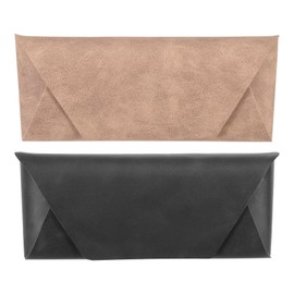 HARFINGTON 2pcs Eyeglass Case 6.5" x 2.6" PU Leather Glasses Case Anti Scratch Glasses Hard Shell Eyeglasses Protector Portable Sunglass for Women Men, Black Camel