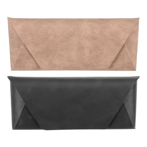 HARFINGTON 2pcs Eyeglass Case 6.5" x 2.6" PU Leather Glasses