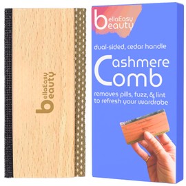 Cashmere Comb for De-Pilling Sweaters - Remove Pills, Lint, and Fuzz from Wool Garments - Dual-Sided Fabric Comb with Cedar Wood Handle