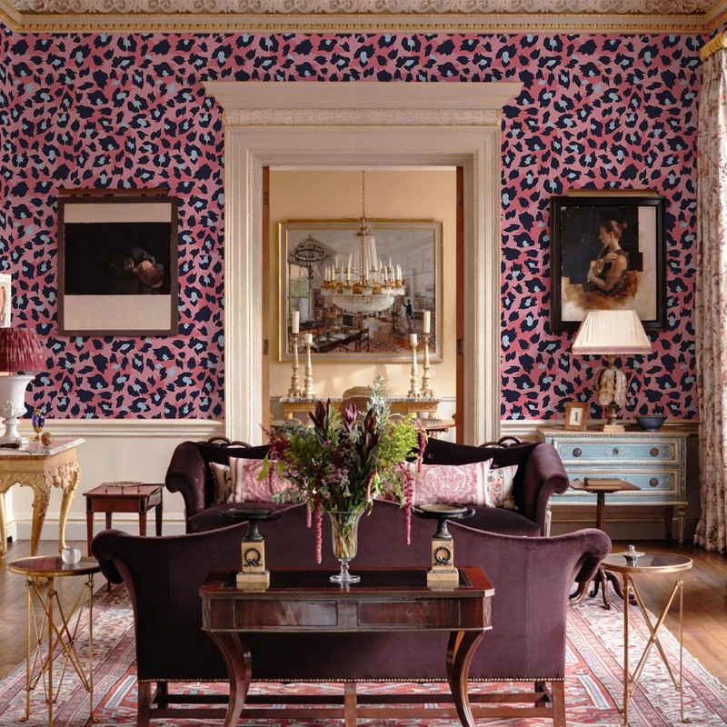 Ismoon Leopard Print Peel and Stick Wallpaper Pink Cheetah for