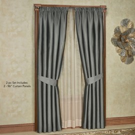 Chamberly Luxury Window Treatment | Dark Gray | Polyester Faux Silk | Energy Saving, Noise Reducing, Room Darkening | Elegant 2 Piece Set 96L Window Panels | Wide, Rod Pocket, Curtain Pair | Washable