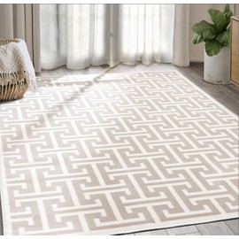 Contemporary 3D Beige & White Geometric Area Rug - Modern 4' x 6' Arto Collection Neutral Rug by Abani Rugs