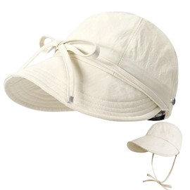 Womens Foldable Sun Hats UV Protection Wide Brim Hiking Hat Ponytail Hats for Women UPF 50 Sun Hat Running Hats for Women Off - White