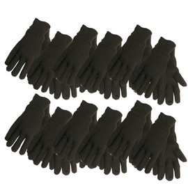 Midwest Gloves & Gear - Guantes de jersey para adultos, color marrón, paquete grande de 12 de EE. UU