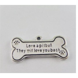 QUALITY made keepsake from my USA art studio 925 STERLING silver 20" chain necklace PITBULL DOG PET BONE PAW  pendant female