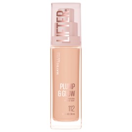 Maybelline Lifter Plump & Glow Foundation, Liquid Foundation with 2% Niacinamide + Hyaluronic Acid, Plumping and Brightening Face Makeup, 112, 1 Count