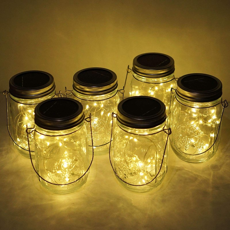Cynzia Solar Mason Jar Lights, 6 Pack 20 LED Fairy