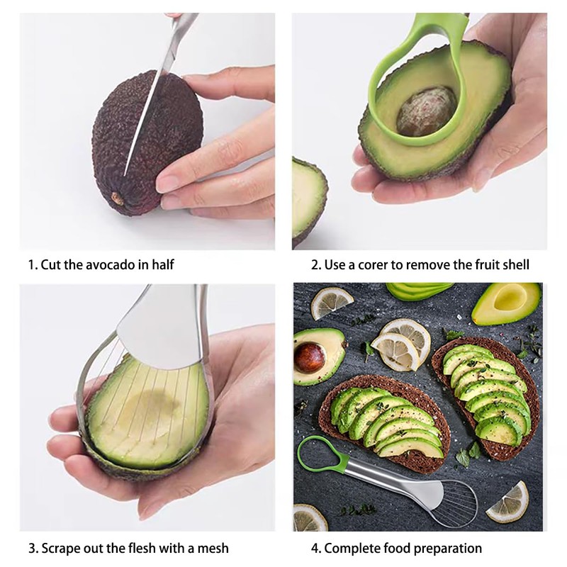 RUIENGCOMM Avocado Separator Stainless Steel Avocado Slicer Avocado Peeler Avocado