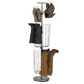 Household Essentials 2132-1 Metal 3-Tier Revolving Shoe and Boot Rack - Silver