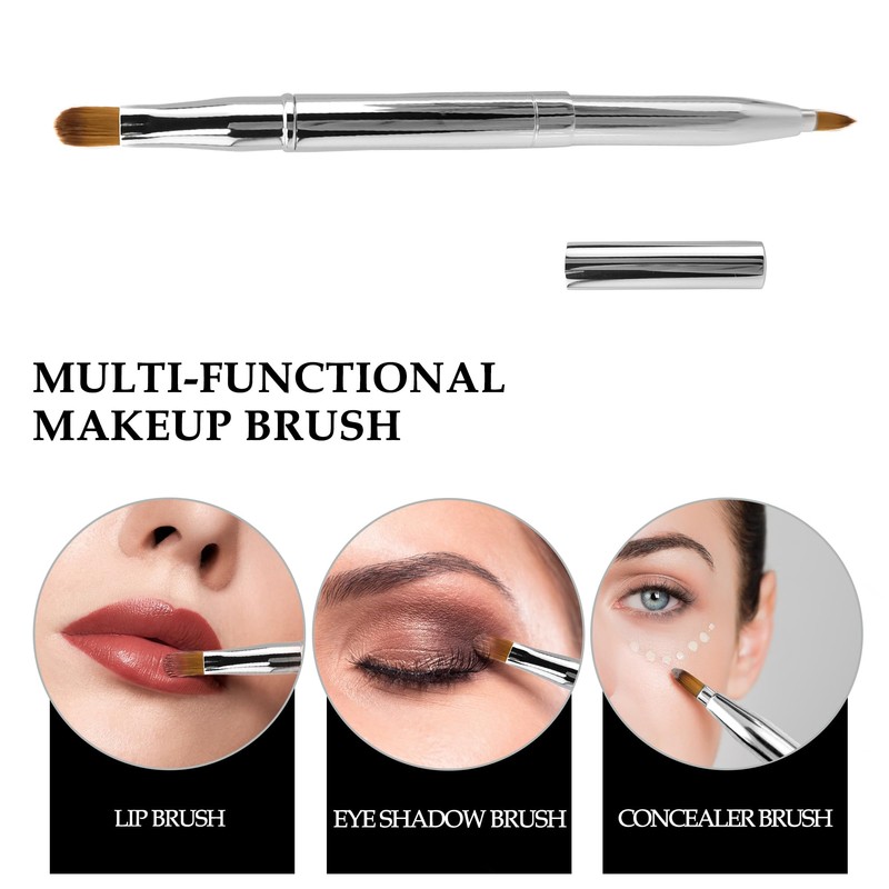 Quacc Double-ended Lip Makeup Brush, Retractable Lip Brush for Lipstick,