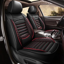JIAMAOXIN Seat Covers for Nissan Rogue Sport 2017-2023: Car Seat Covers Full Set 5 Seats Faux Leather Car Seat Cushion Protector Compatible Airbag (Black & Red)