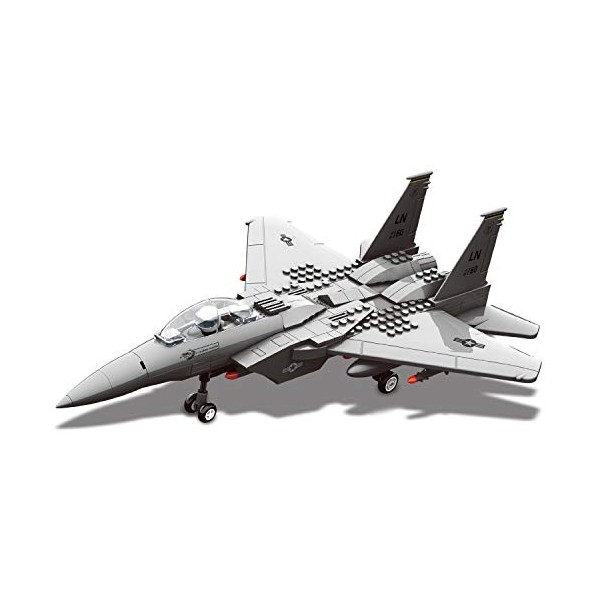 Top Race DIY Military Army F15 Fighter Jet Airplane with Interlocking Building Blocks - Model Plane Toy for Boys and Girls Ages 3,4,5,6,7,8,9 and Up