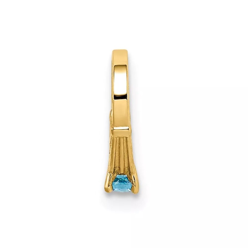 Unbranded 14K Yellow Gold 3D Ring with Aqua CZ Charm