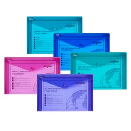 Snopake Foolscap Electra Assorted Polyfile [Pack of 5] Popper/Document Wallet with Press Stud Closure [10088]