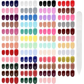 47 Sets Short Press on Nails 1128 Pieces Colorful Short Fake Nail Oval Artificial Short Nail Tips Solid Colors Glossy Full Cover with 1 Nail File for Women Girls Nail Art DIY